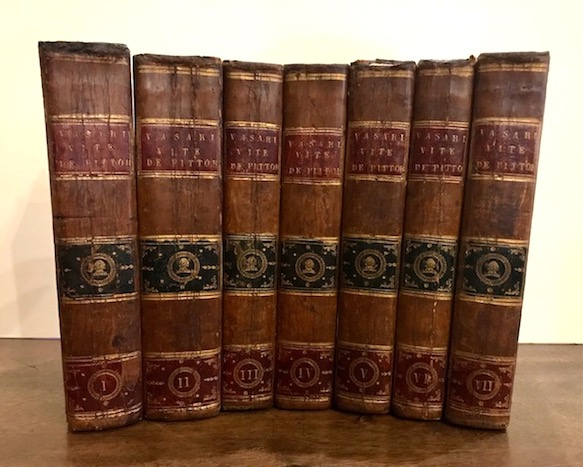 Giorgio Vasari Vite de' più eccellenti pittori, scultori e architetti... Edizione accresciuta di Note oltre quelle dell'Edizione illustrata di Roma. Tomo primo (... Tomo VII ed ultimo)  1767-1772 Livorno - Firenze per Marco Coltellini - Gio Batista Stecchi e Anton-Giuseppe Pagani